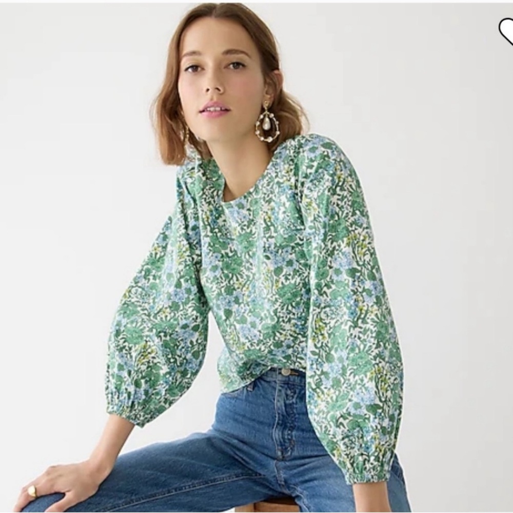 J CREW Tie-back Poplin Top in Fete Floral 0